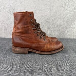 Freebird Manchester Boots Women 8 Brown Leather Lace Up Side Zip Distressed Lug